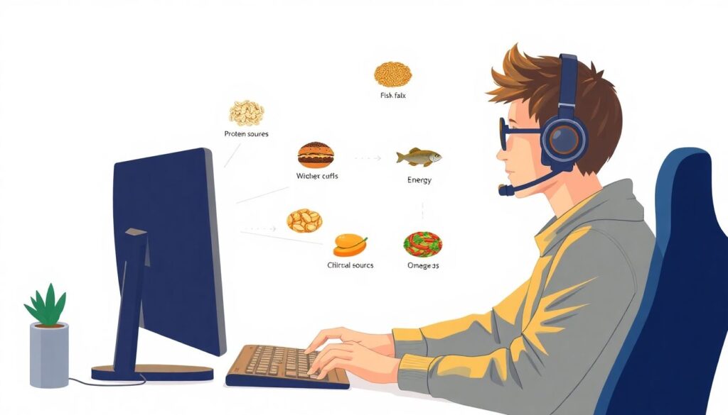 Nutrição esportiva para gamers profissionais: o que a ciência diz sobre desempenho e alimentação - иллюстрация