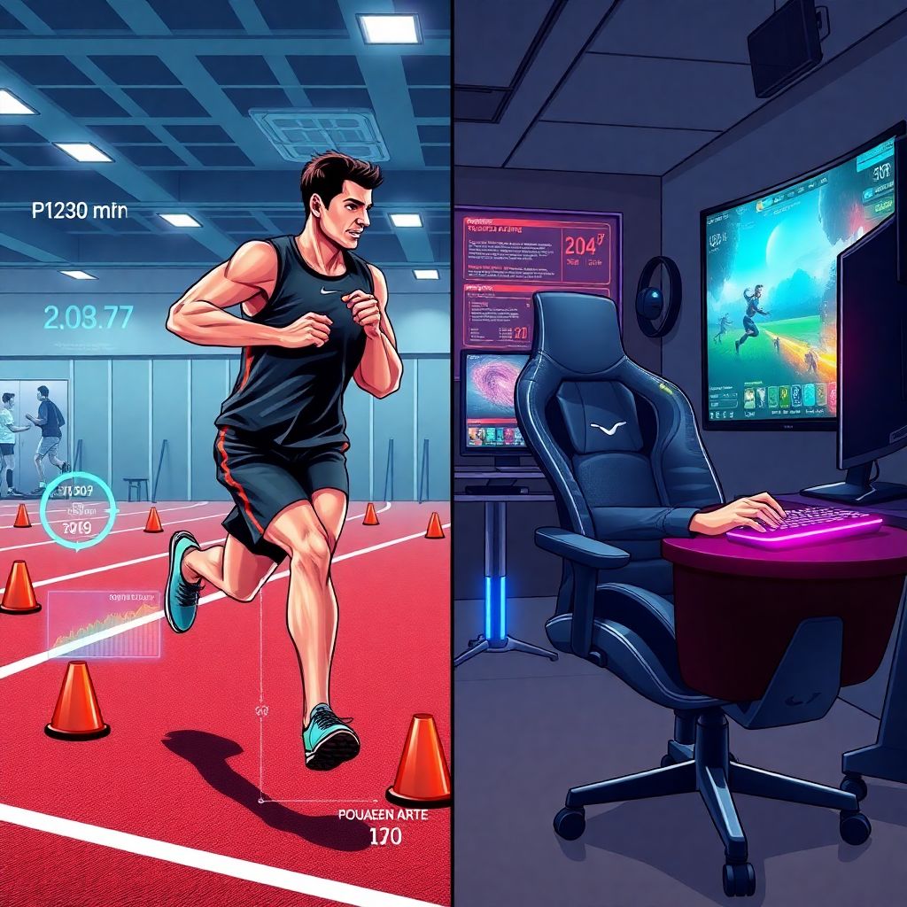 High-performance athlete training routine in traditional sports vs esports