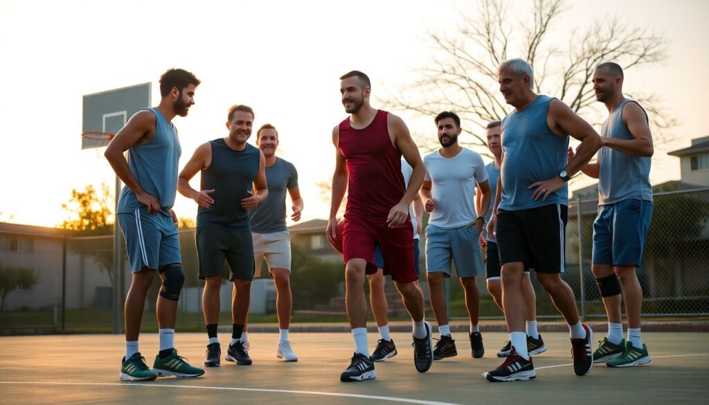 Treinos funcionais para quem quer jogar melhor futebol, basquete ou tênis de fim de semana - иллюстрация