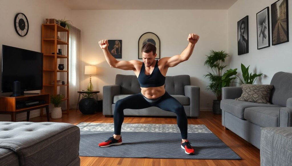 Planos de treino rápidos para quem acompanha esporte o dia todo e não tem tempo de academia - иллюстрация