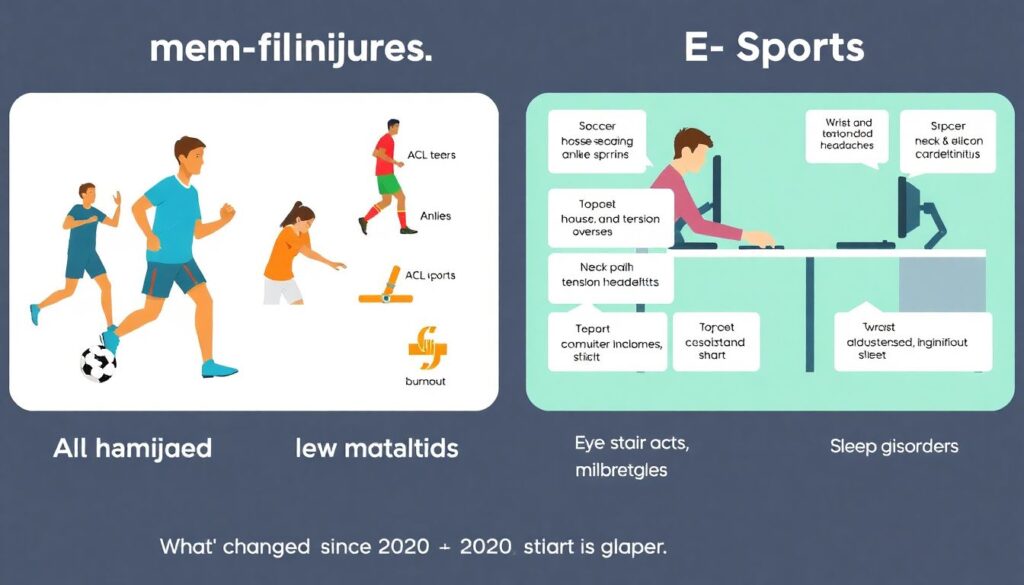 E-Sports x esportes tradicionais: diferenças na preparação física, rotina de treinos e recuperação - иллюстрация