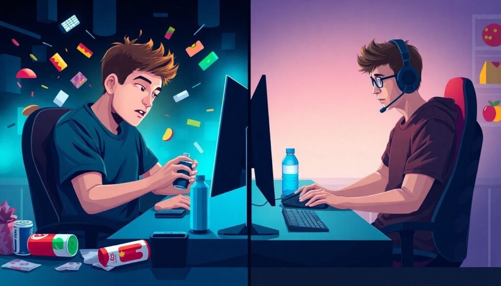 Rotina de treino de um atleta de E-Sports: ergonomia, alongamento, sono e nutrição - иллюстрация