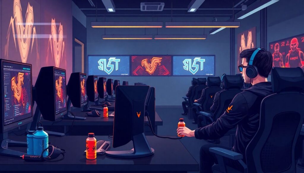 Rotina de treino físico ideal para jogadores de E-Sports: do alongamento ao fortalecimento muscular - иллюстрация