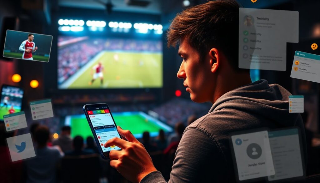 Impacto das casas de apostas nas promoções esportivas e no comportamento dos torcedores online - иллюстрация