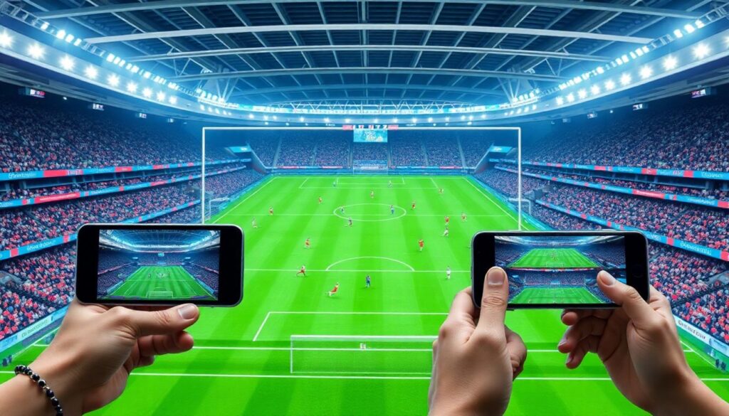 Tendências em transmissões esportivas: realidade aumentada, estatísticas em tempo real e segunda tela - иллюстрация