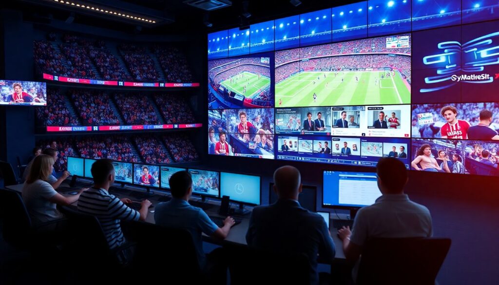 O futuro das transmissões esportivas: integrações interativas, e-commerce ao vivo e promoções em tempo real - иллюстрация